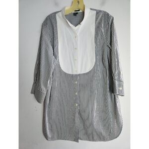 Ralph Lauren - Women's Black and White Striped Button Down Shirt